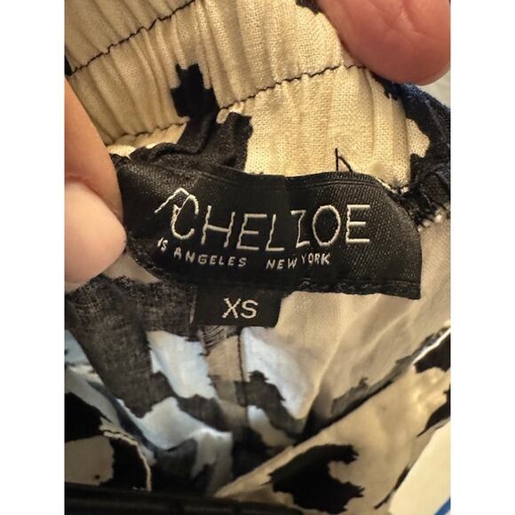 RACHEL ZOE 3 Piece Linen Blend Black White Damask Print Set S/M - Picture 9 of 11